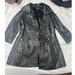 Leather midi coat